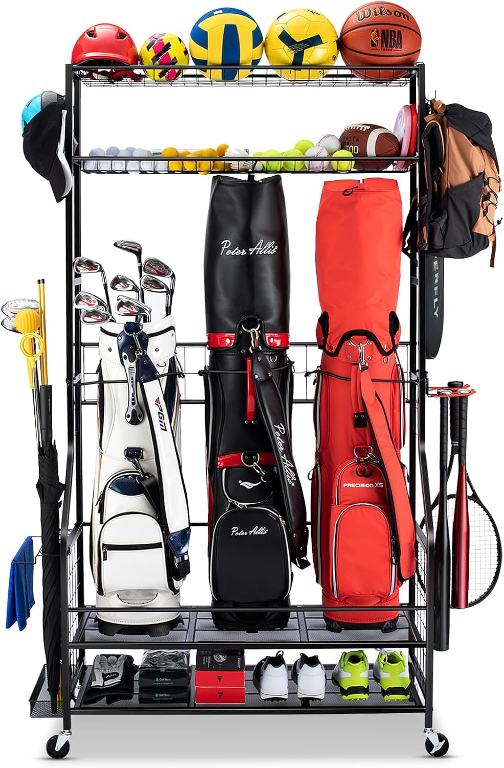 골프백 보관 정리대, 헤비듀티 차고 장비 스탠드(바퀴  - Golf Equipment Organizer For Garage 리뷰 및 가격