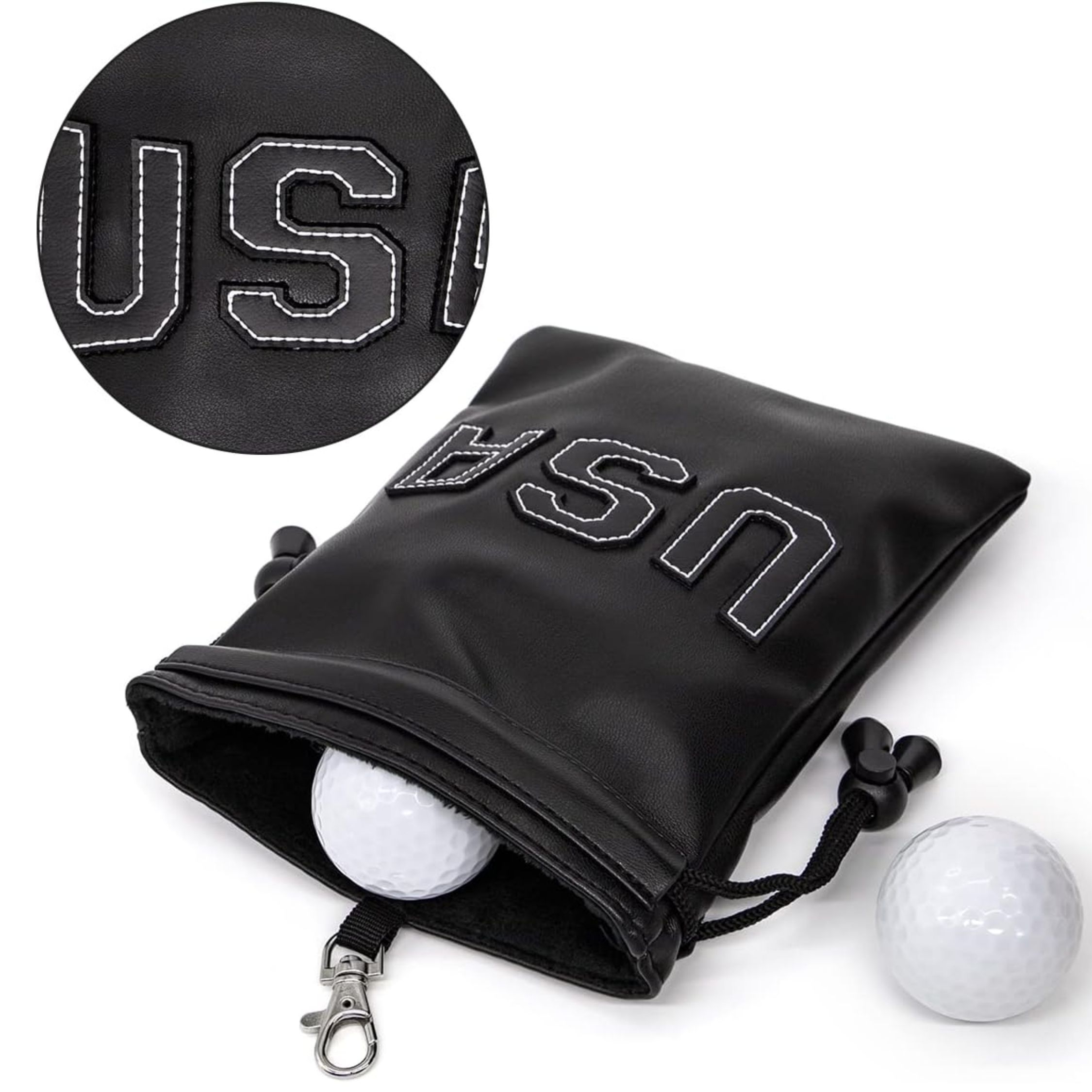 미국 디자인 PU 가죽 골프 티 파우치, 드로스트링 잠 - Golf Equipment Drawing 리뷰 및 가격