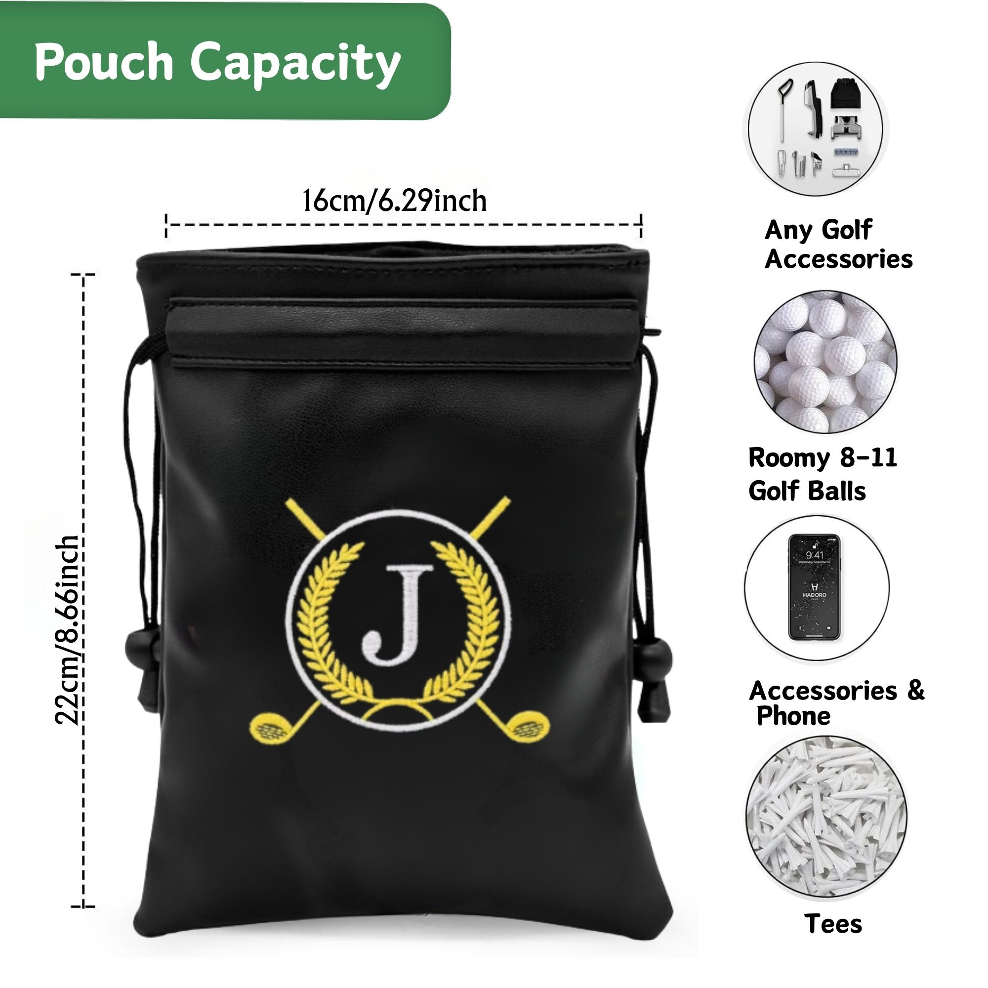 재미있는 골프 귀중품 파우치, 자수된 J 디자인, PU - Golf Equipment Drawing 리뷰 및 가격